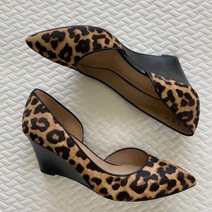 Franco Sarto Leopard Calf Skin Wedge Pump Size 8.5